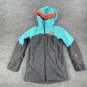 Helly Hansen Teal and Gray Ski Jacket with Orange Accent